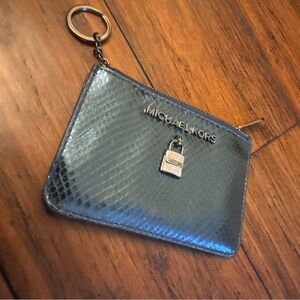 Michael Kors Shimmering Blue Snake Print Pouch